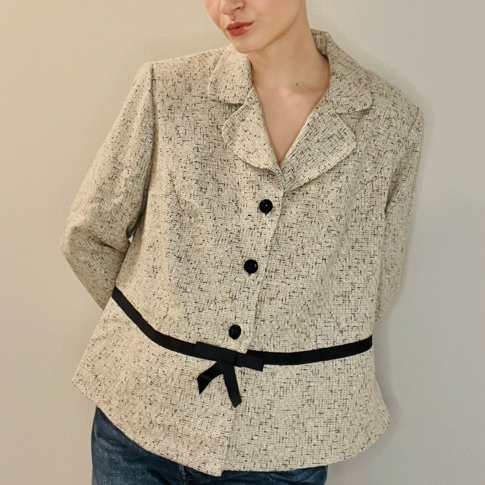 Positive Attitude Cream and Black Blazer